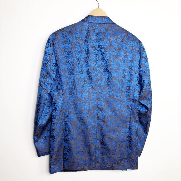 𝅺Leonardi Blue Jacquard paisley, print hand tailored blazer - Picture 2 of 13